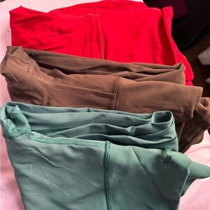 lululemon athletica Red and Green Leggings Set.